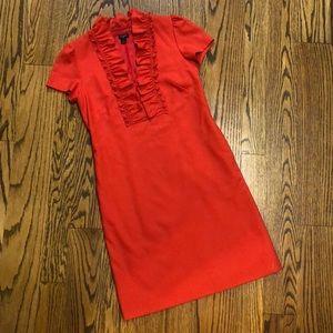 J.Crew Factory sz 2 ruffle bib dress red
